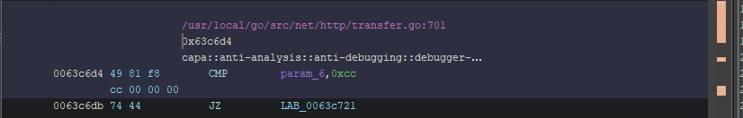 Listing pane showing data from capa