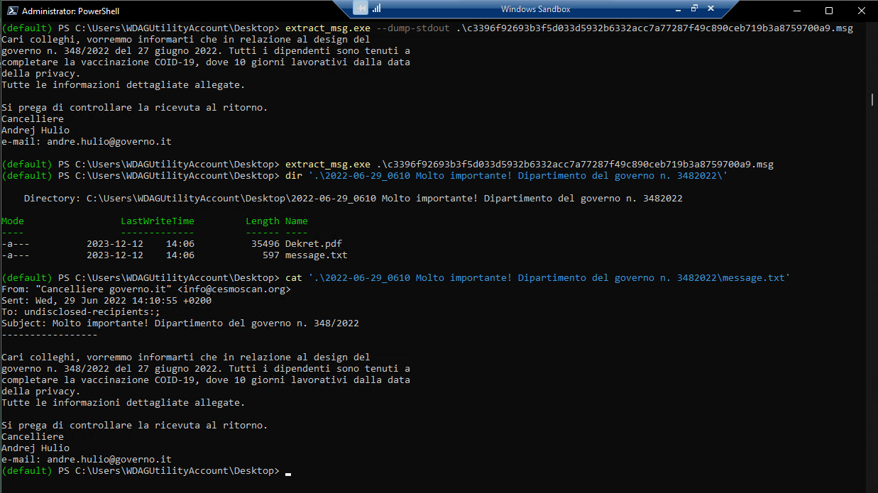 Example use of extract_msg